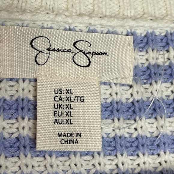 Jessica Simpson XL Blue & White Striped Half-Zip Sweater - Picture 8 of 10